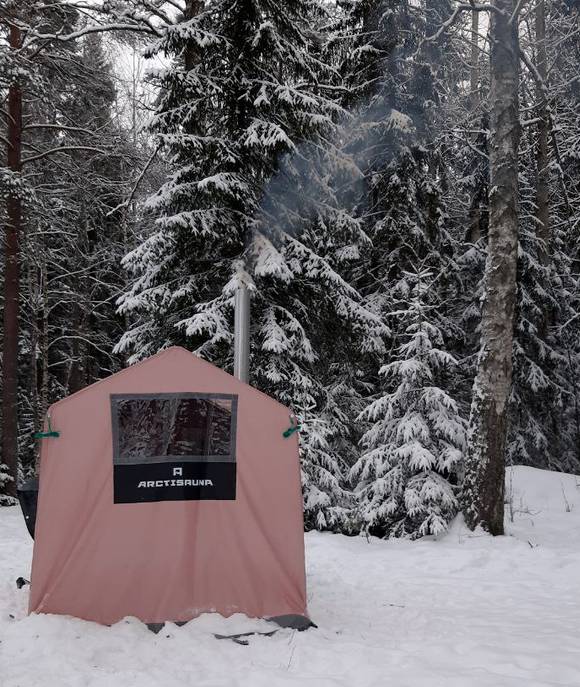 tent sauna in snow